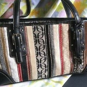 FOSSIL Leather Bag Patchwork Stripe Purse Suede